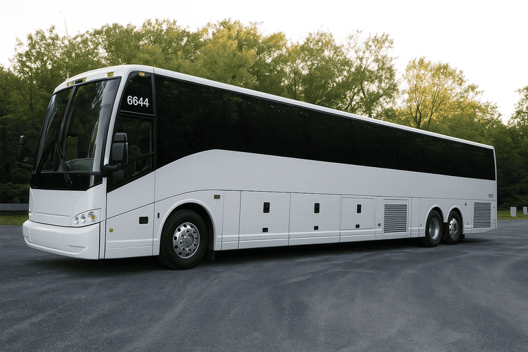 exterior of Bus Rental Company Boston coach bus