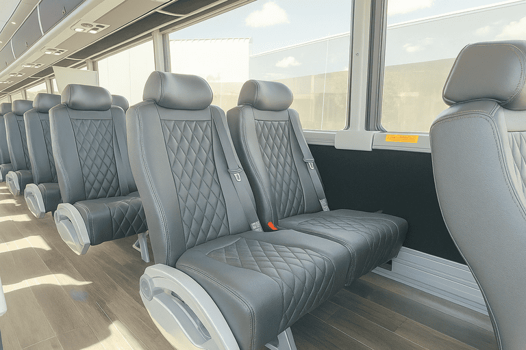 interior of Bus Rental Company Boston charter bus